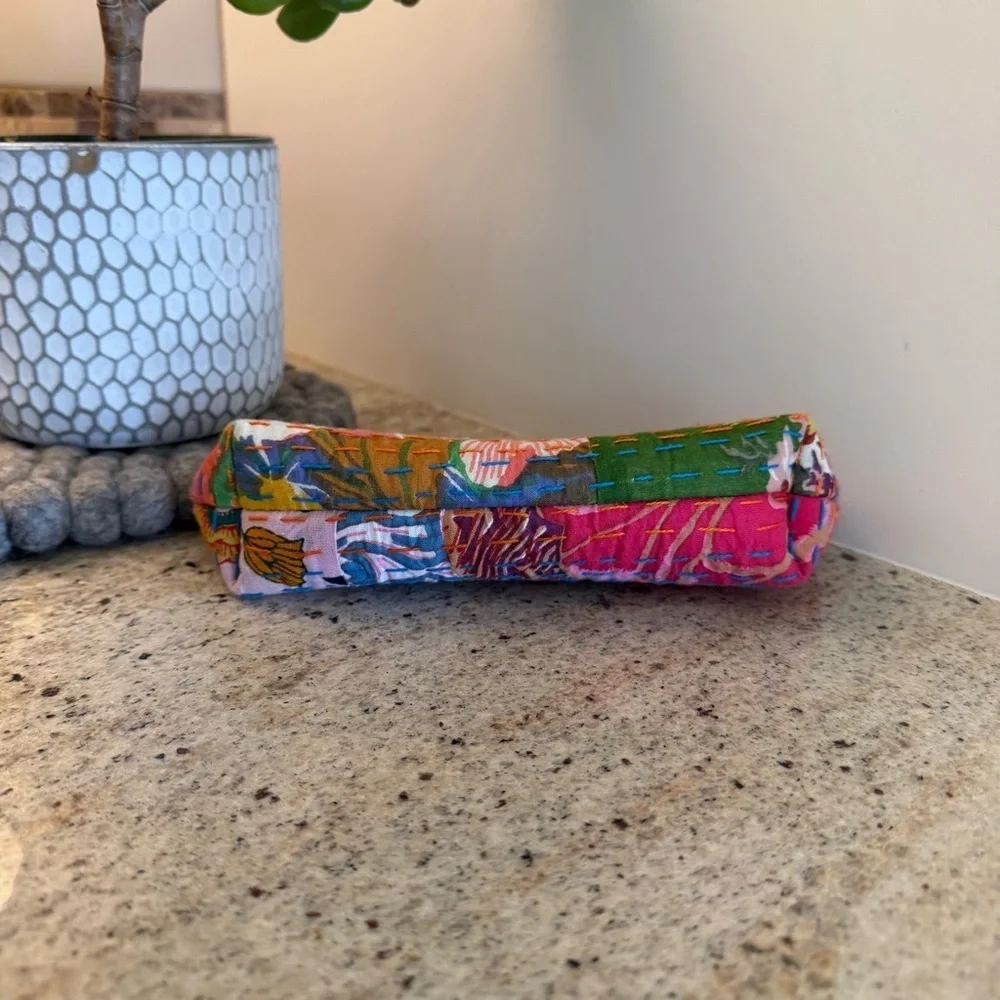Small Zip Quilted Pouch Cosmetic Bag